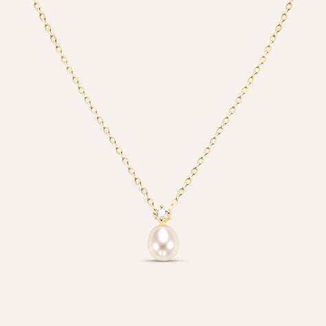 Collana Gabrielle Oro Giallo Perla D'Acqua Dolce Cubic Zirconia - Collane Donna | Stroili
