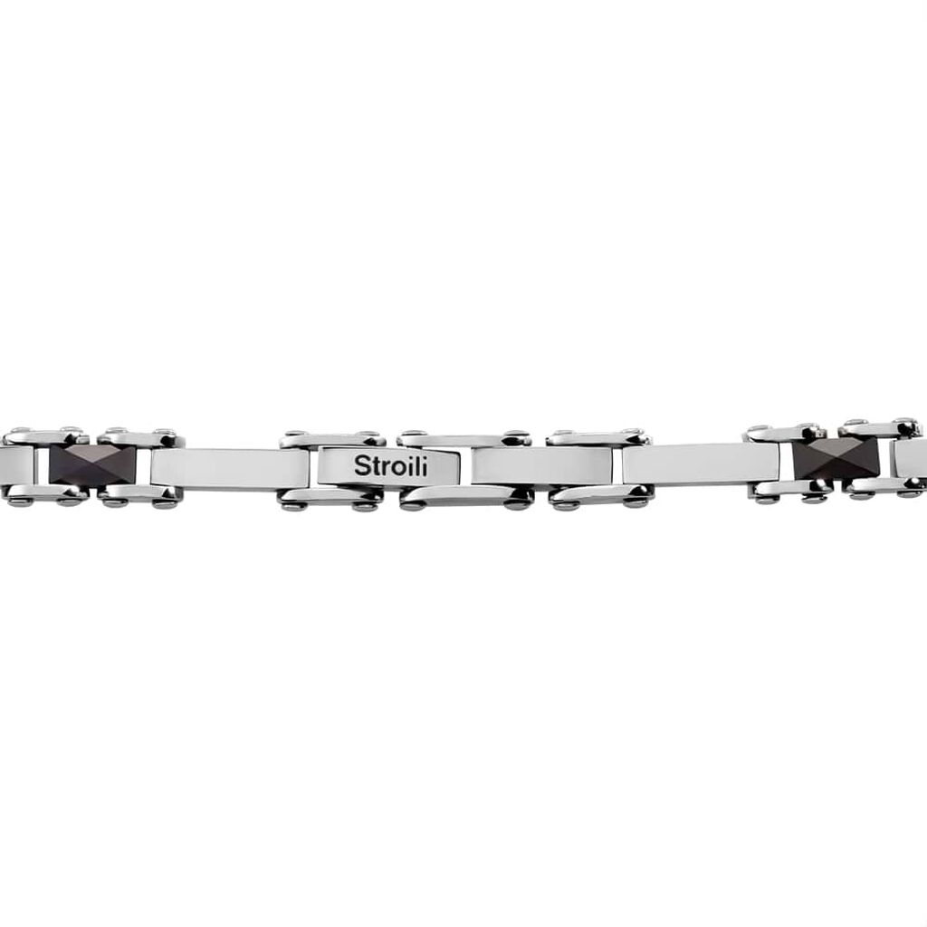 Bracciale Man Code Acciaio Bicolore Bianco / Nero Cubic Zirconia - Bracciali Uomo | Stroili