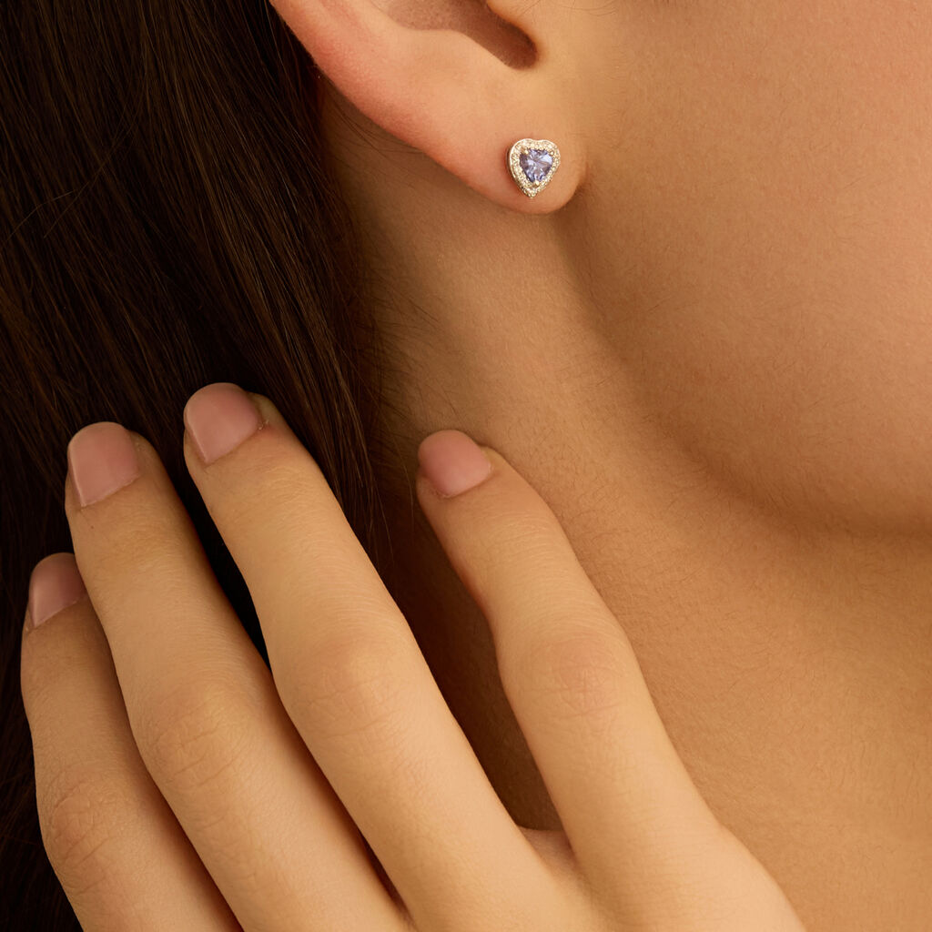 Orecchini Lobo Jasmine Oro Bianco Tanzanite Diamante - Orecchini a Lobo Donna | Stroili