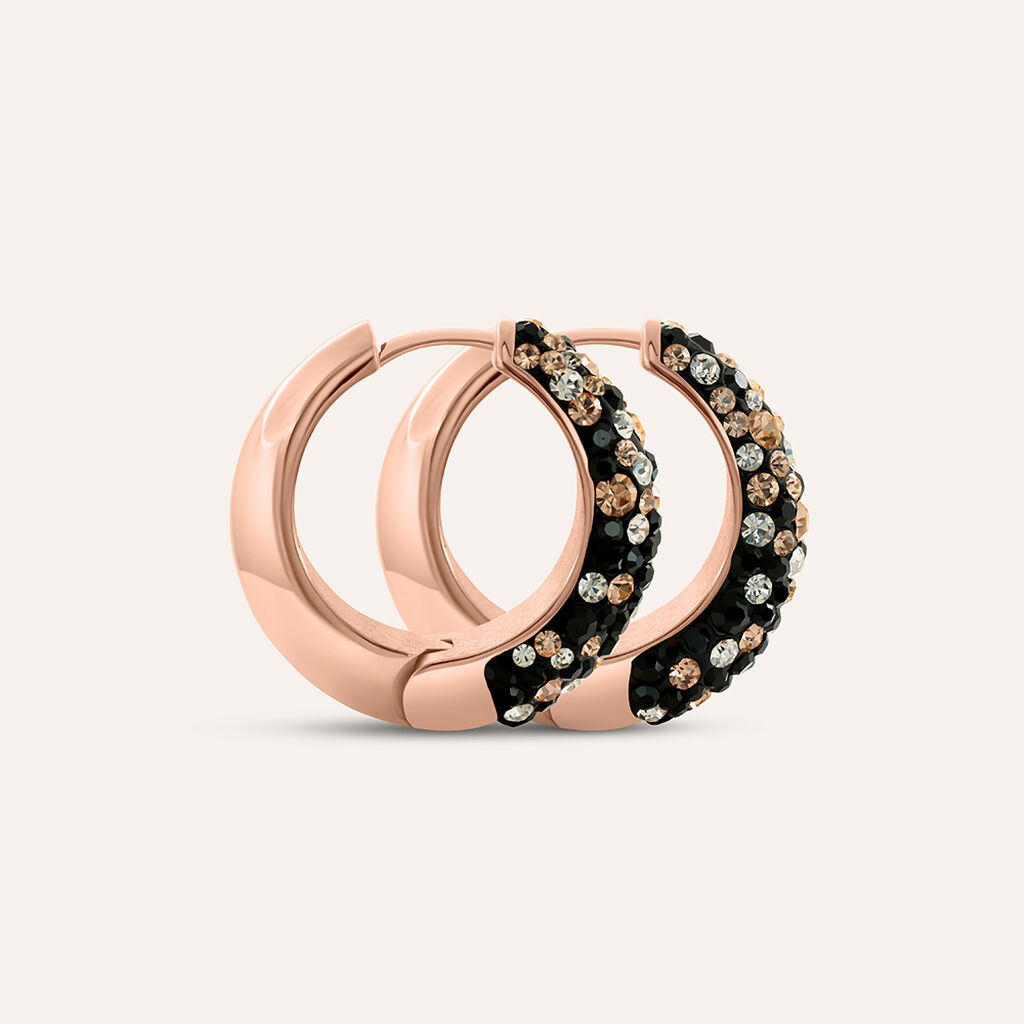 Orecchini A Cerchio Lady Phantasya Acciaio Rosa Cristallo - Orecchini a Cerchio Donna | Stroili