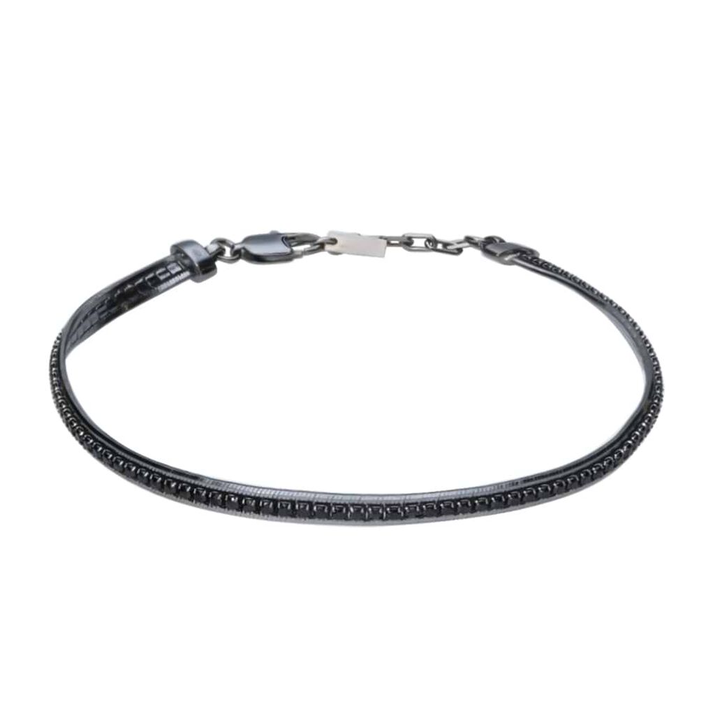 Bracciale Tennis Gentleman Argento Nero Cubic Zirconia