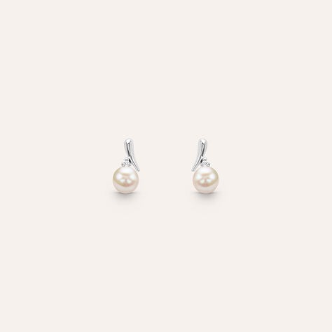 Orecchini Lobo Gold Pearls Oro Bianco Perla D'Acqua Dolce Diamante - Orecchini a Lobo Donna | Stroili