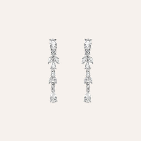 LANBEIDE Orecchini Pendenti In Argento 925 Con Zirconi Rotondi – Lunghi 33 Mm, Ipoallergenici, Regalo In Scatola