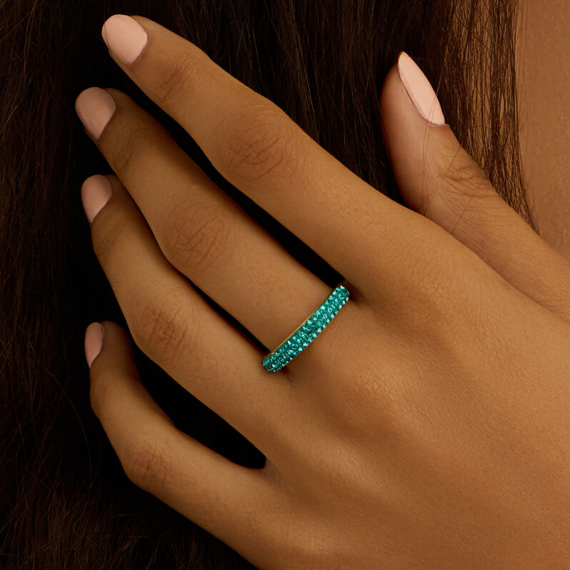 Anello Fascia Aura Acciaio Dorato Cristallo - Anelli con Pietre Donna | Stroili