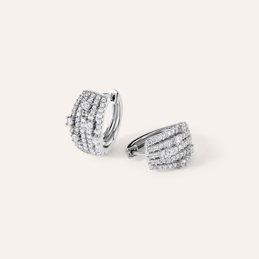 Orecchini A Cerchio Red Carpet Argento Rodiato Cubic Zirconia