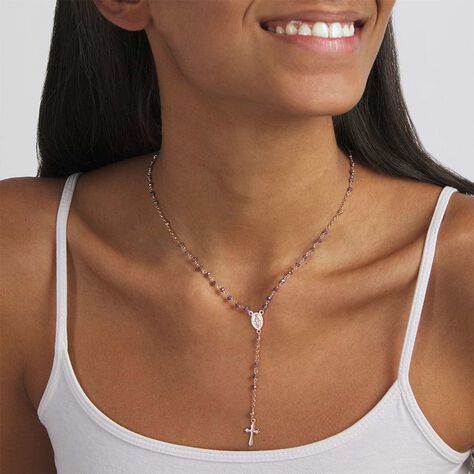 Collana Rosario Silver Soul Argento Rosa Cristallo - Collane Rosario Donna | Stroili