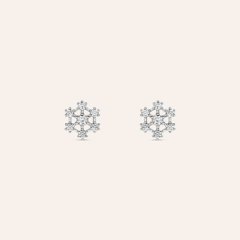 Orecchini Lobo Bon Ton Oro Bianco Cubic Zirconia - Orecchini a Lobo Donna | Stroili