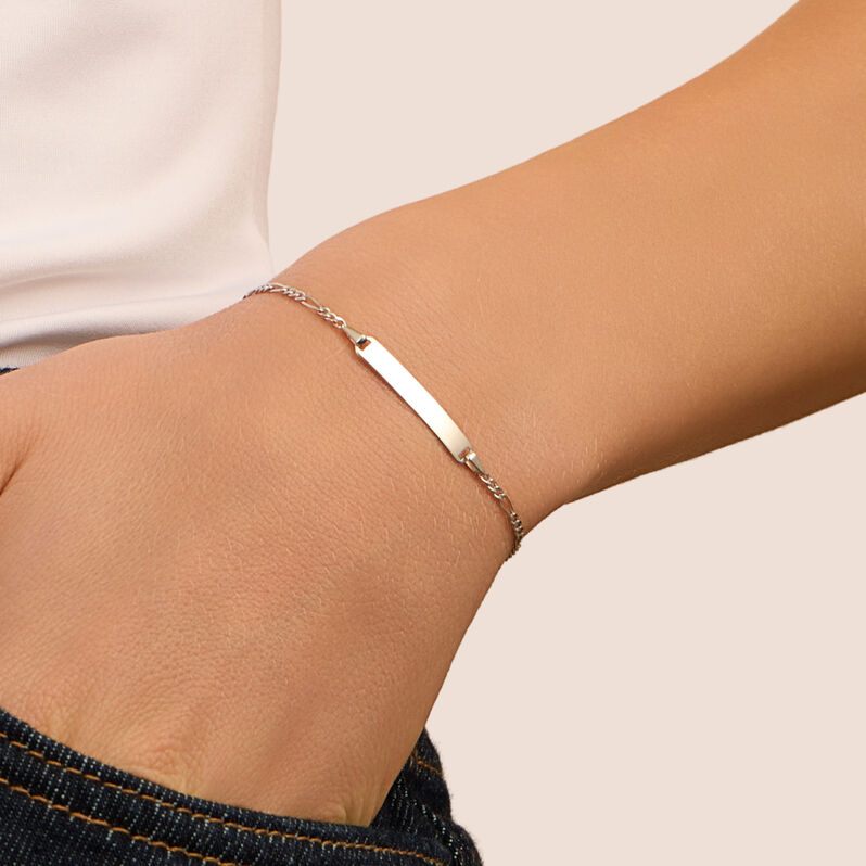 Bracciale Con Targhetta Holy Oro Bianco - Bracciali con Incisione Bambino | Stroili