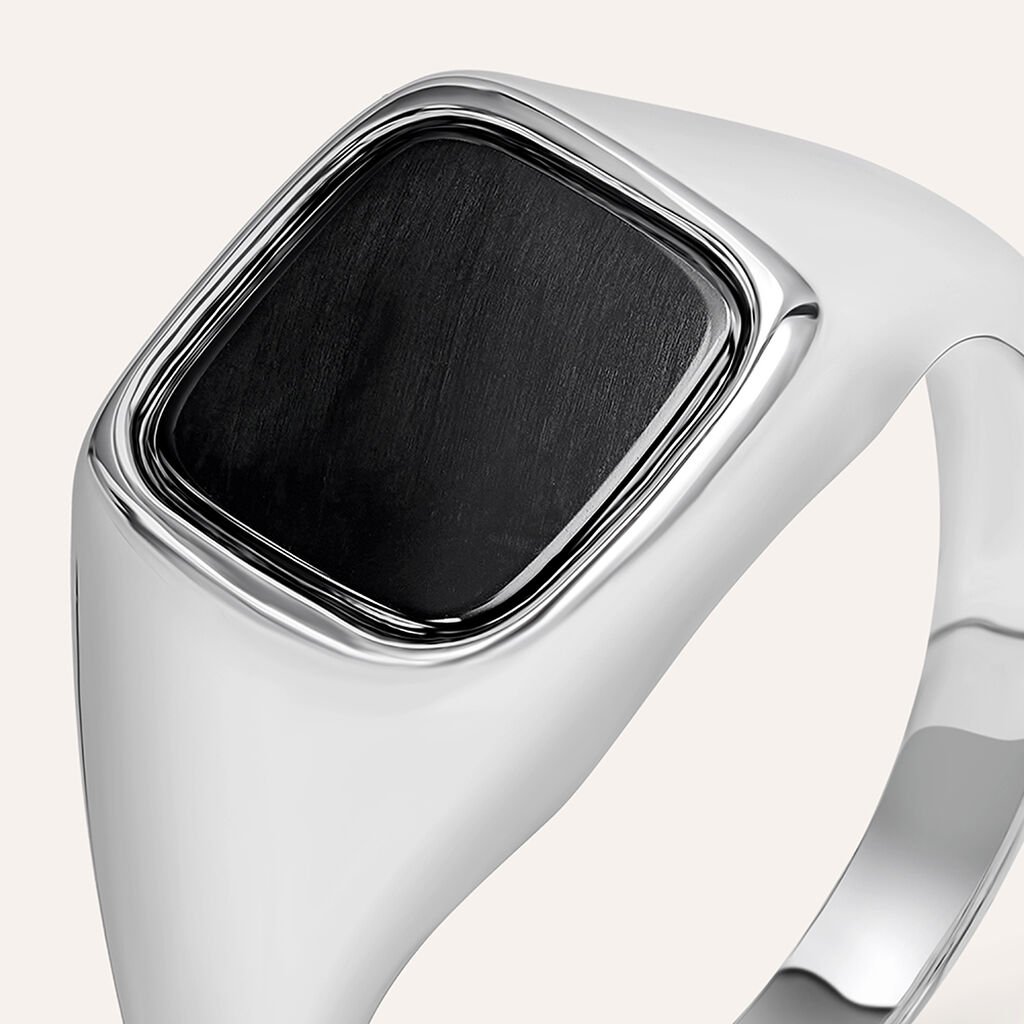 Anello Chevalier Silver Collection Argento Rodiato Onice