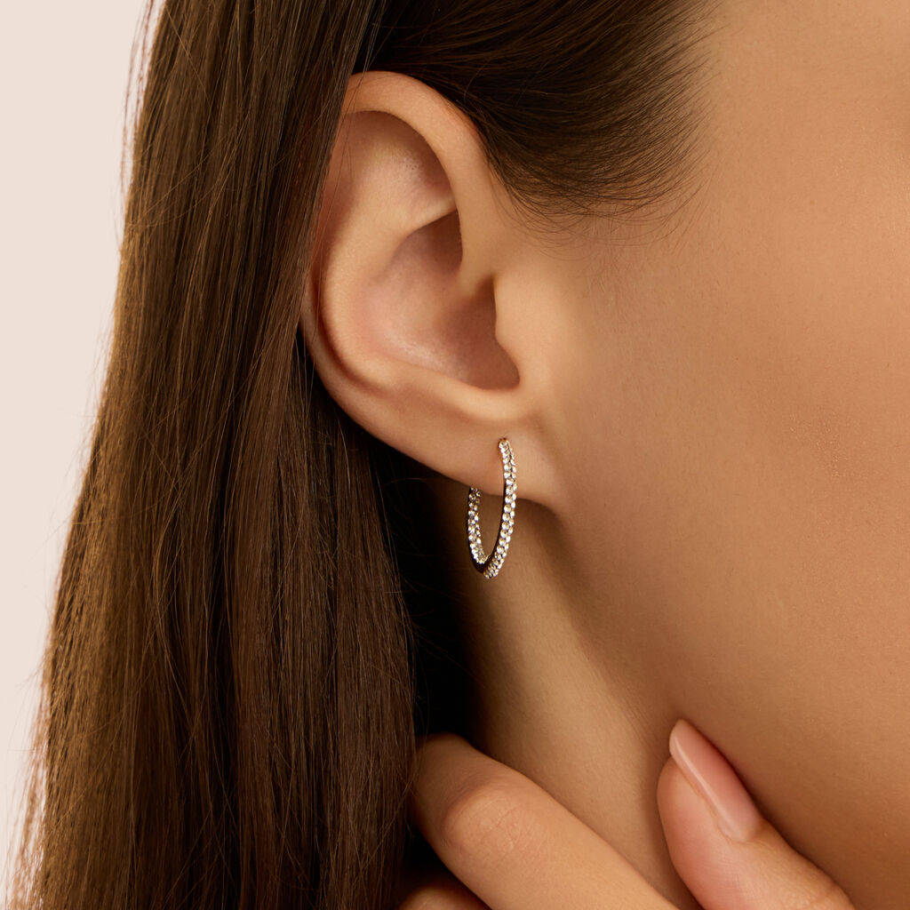 Orecchini A Cerchio Toujours Oro Giallo Cristallo