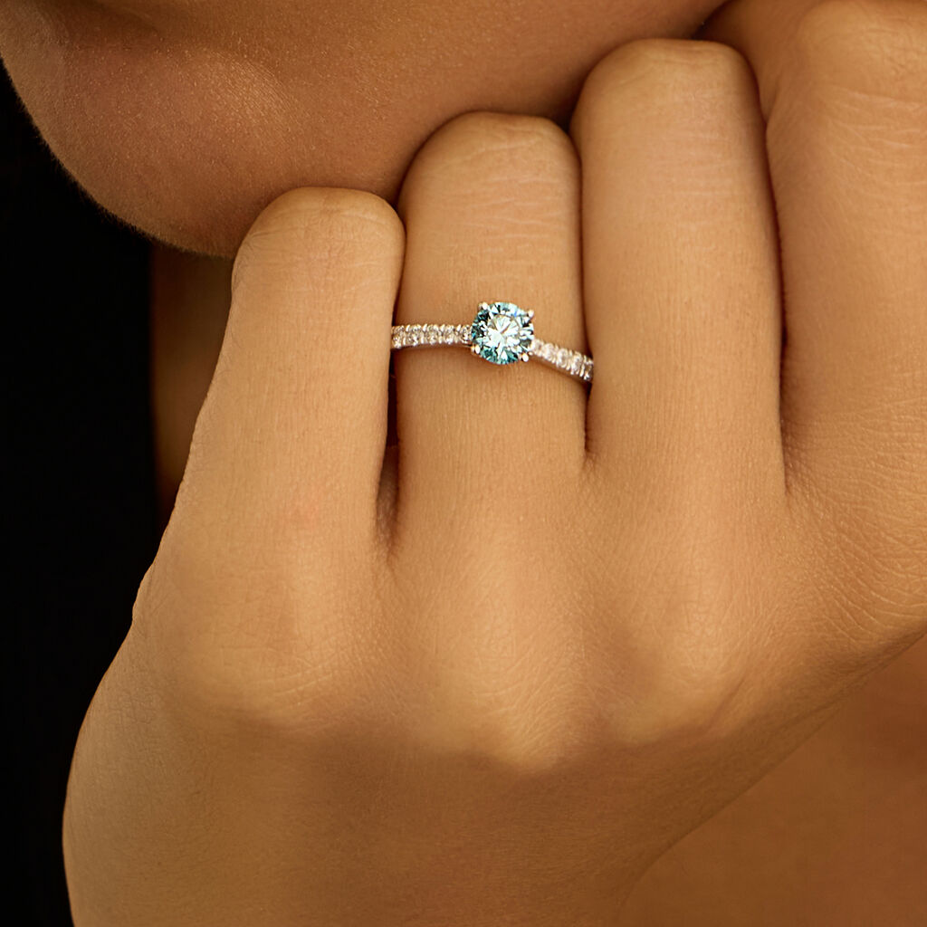 Anello Solitario Diamade Oro Bianco Diamante Lab-Grown