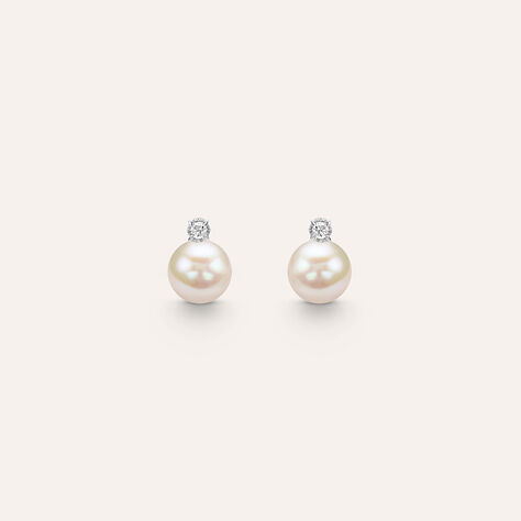 Orecchini Lobo Gold Pearls Oro Bianco Perla D'Acqua Dolce Diamante - Orecchini a Lobo Donna | Stroili