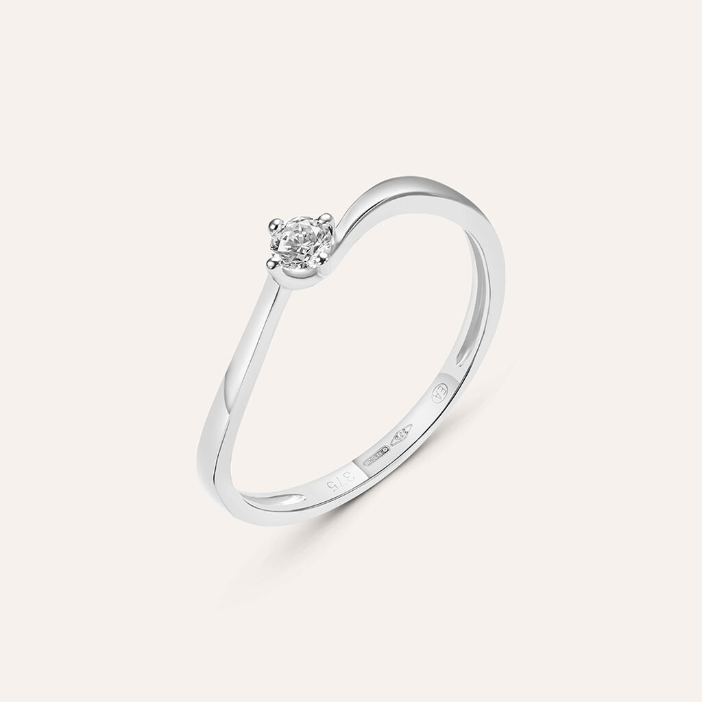 Anello Solitario Claire Oro Bianco Zircone - Anelli con Pietre Donna | Stroili