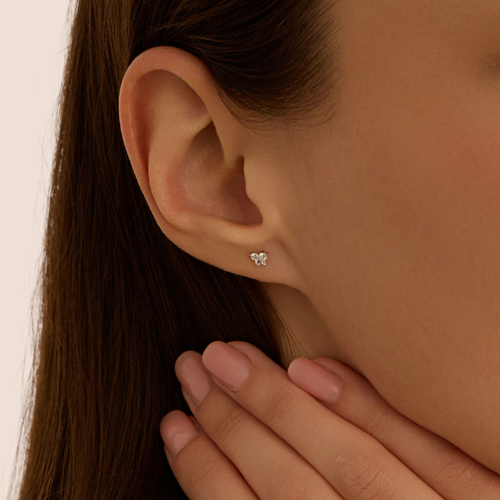 Orecchini Lobo Bon Ton Oro Bianco Cubic Zirconia