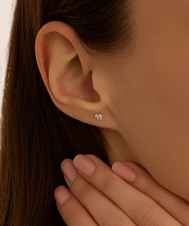 Orecchini Lobo Bon Ton Oro Bianco Cubic Zirconia
