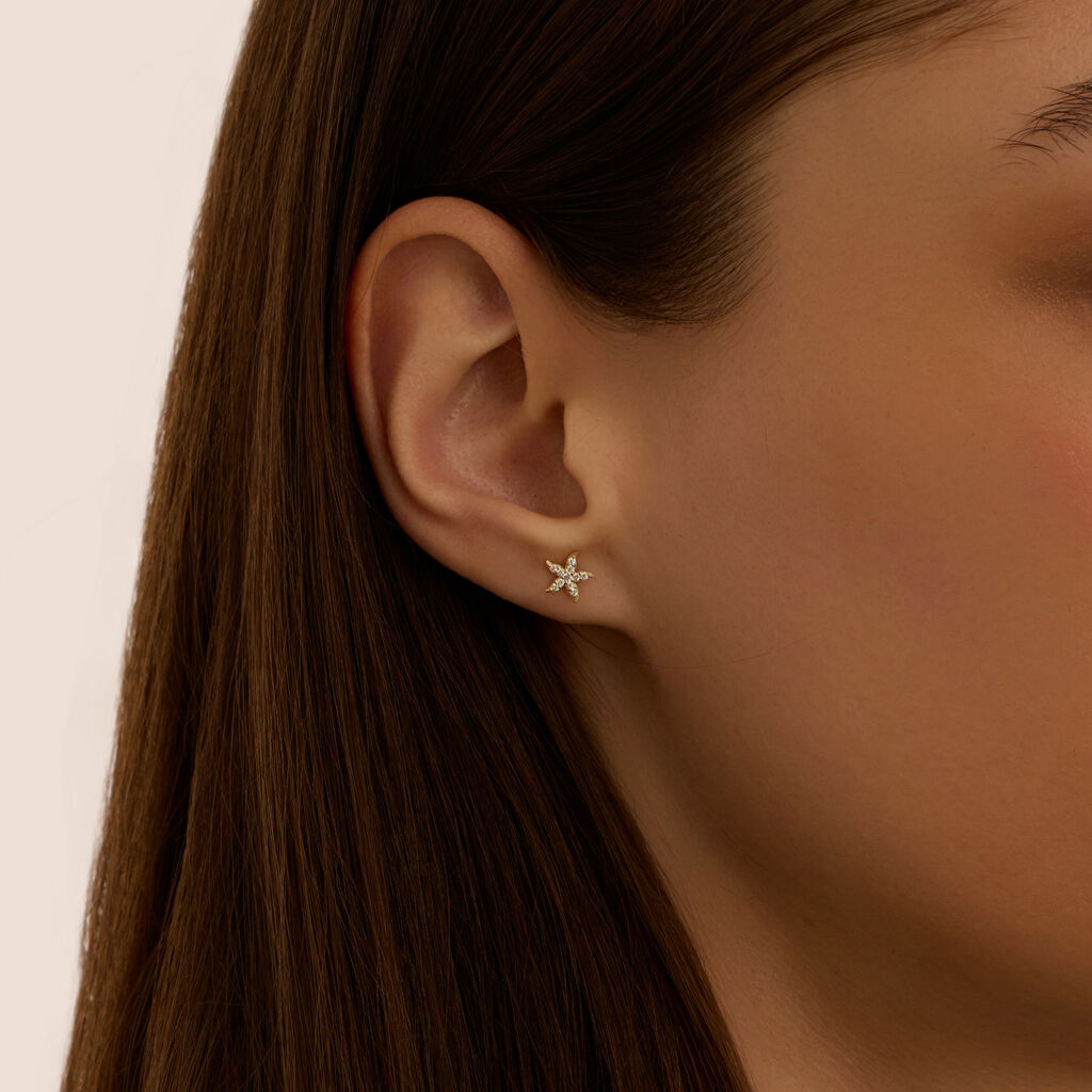 Orecchini Lobo Bon Ton Oro Giallo Cubic Zirconia