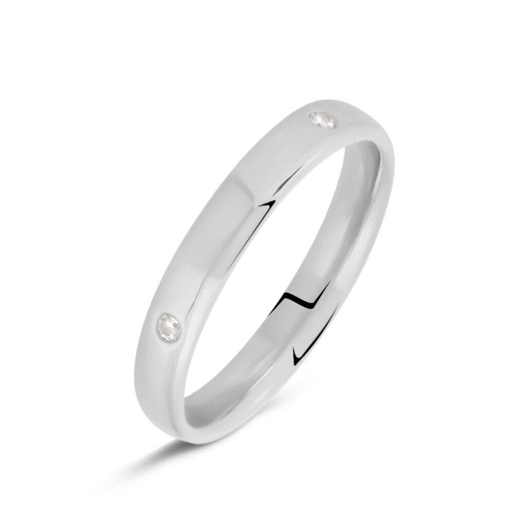 Fede Comoda 3.1 mm Oro Bianco Diamante - Fedi Unisex | Stroili