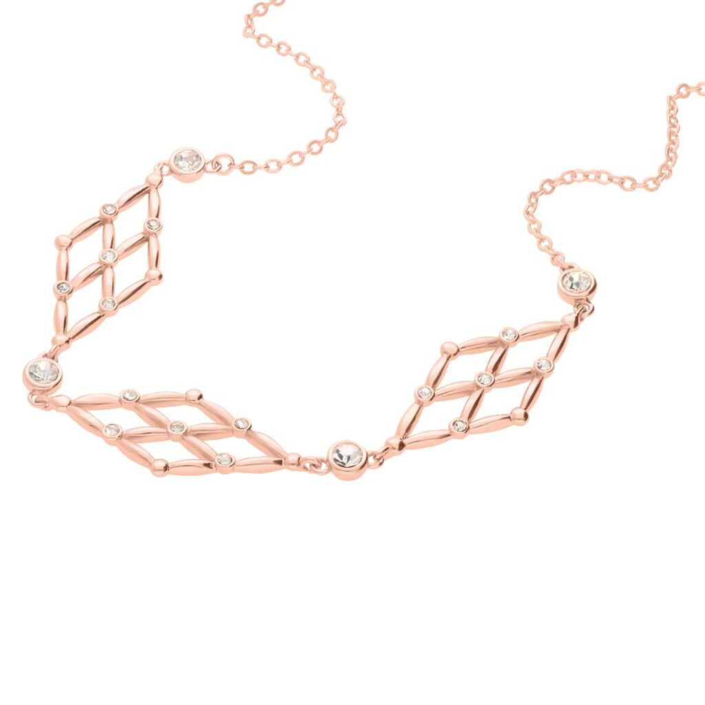 Collana in ottone rosato con tre rombi e brillanti - Collane Donna | Stroili