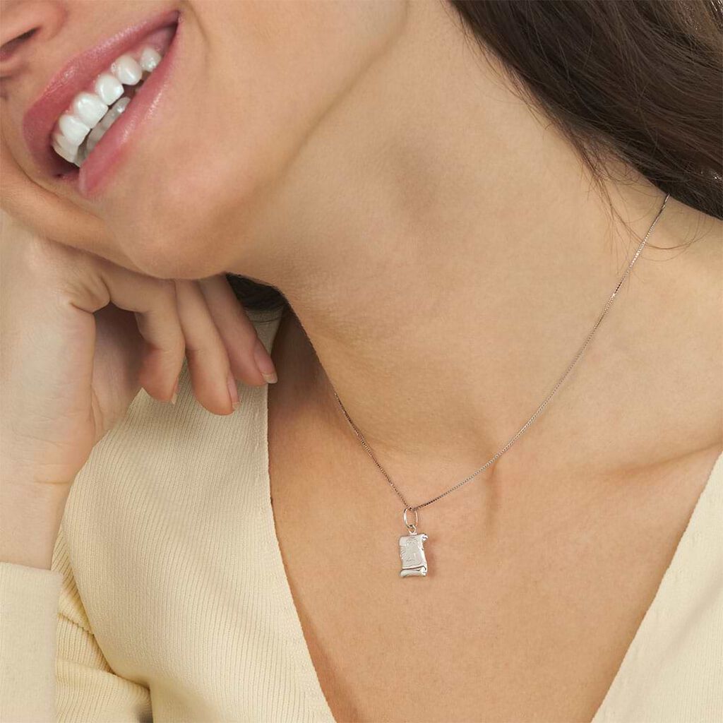 Pendente Holy Oro Bianco - Ciondoli con Incisione Unisex | Stroili