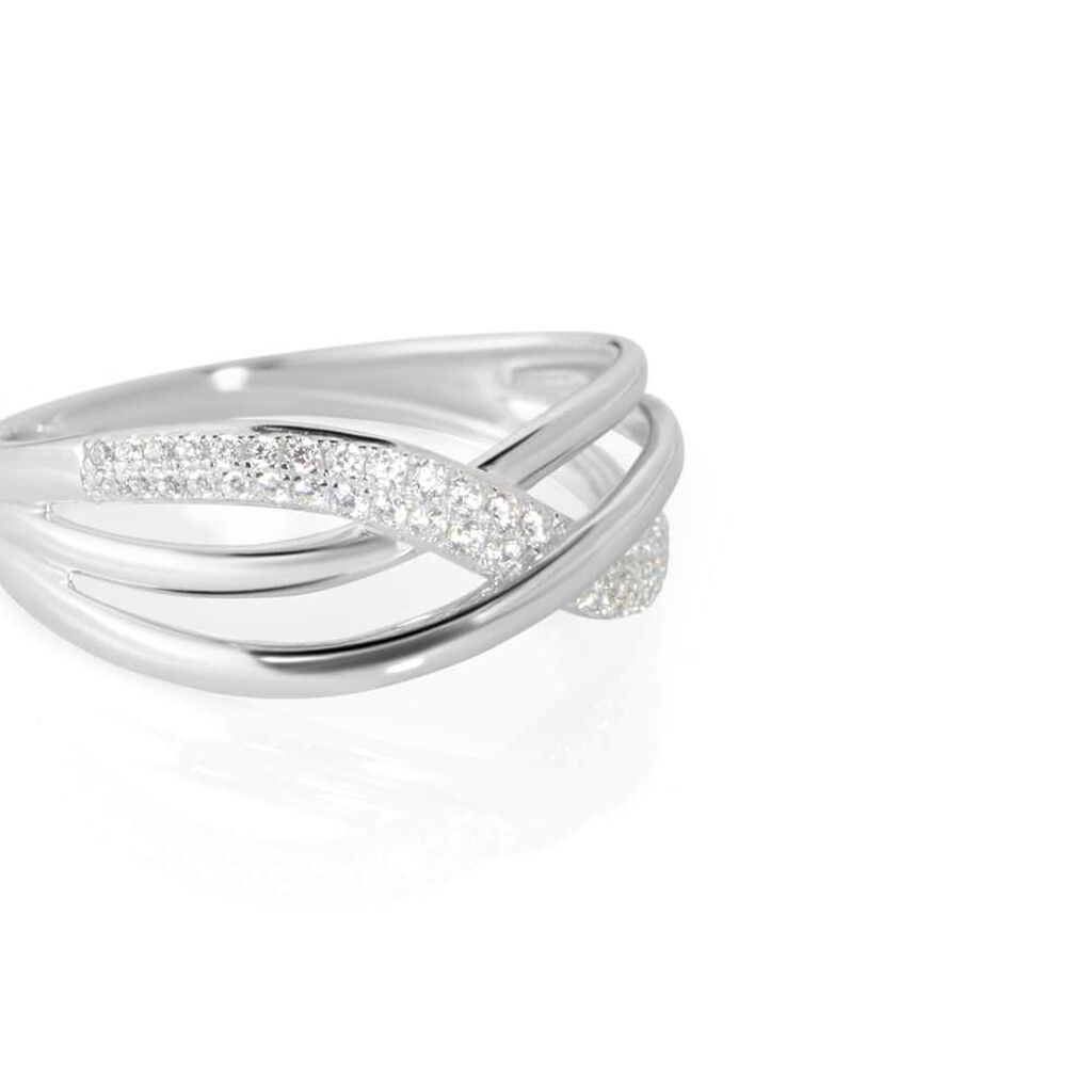 Anello Fascia Claire Oro Bianco Cubic Zirconia - Anelli a Fascia Larga Donna | Stroili