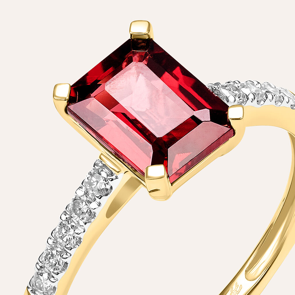 Anello Solitario Jasmine Oro Giallo Rodolite Diamante