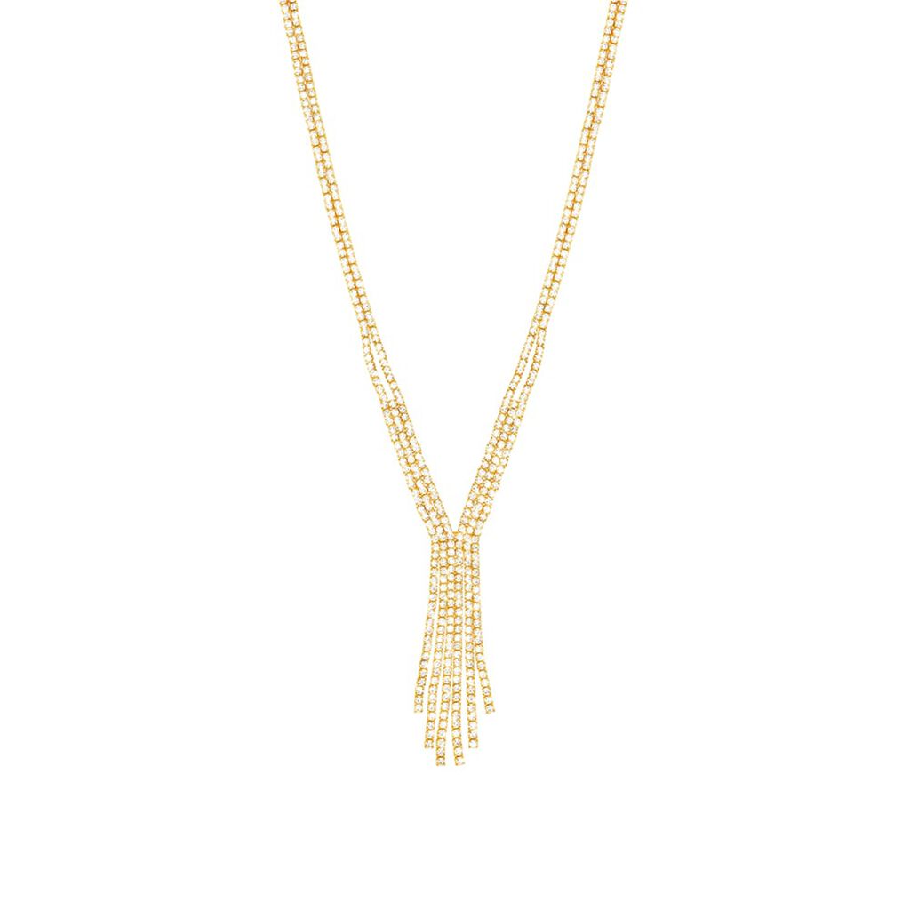 Collana in metallo dorato con multifili con strass - Collane Donna | Stroili