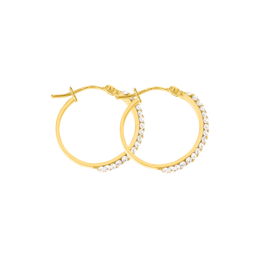 Orecchini A Cerchio Christelle Oro Giallo Cristallo - Orecchini a Cerchio Donna | Stroili