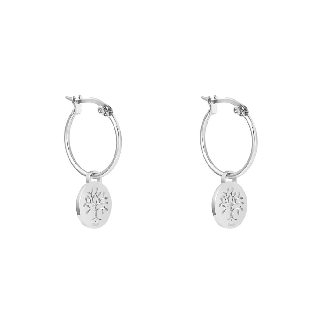 Orecchini A Cerchio Sunrise Acciaio Cristallo