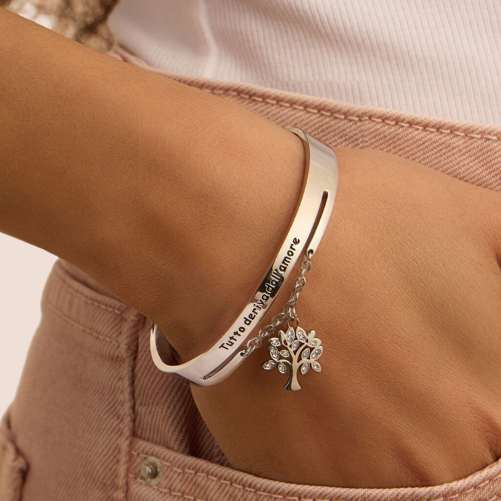 Bangle Lady Message Acciaio Cristallo - Bracciali Rigidi Donna | Stroili