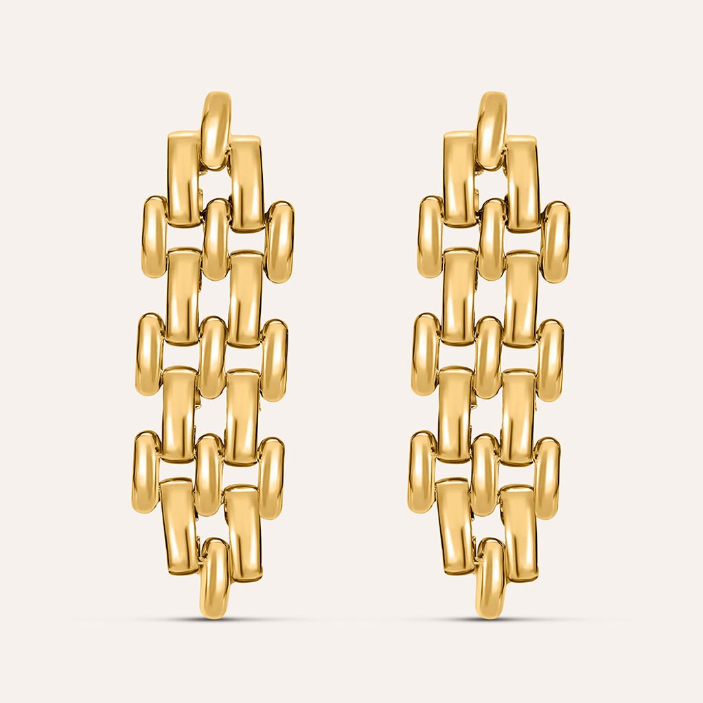 Orecchini Pendenti Panther Chain Radiance Acciaio Dorato