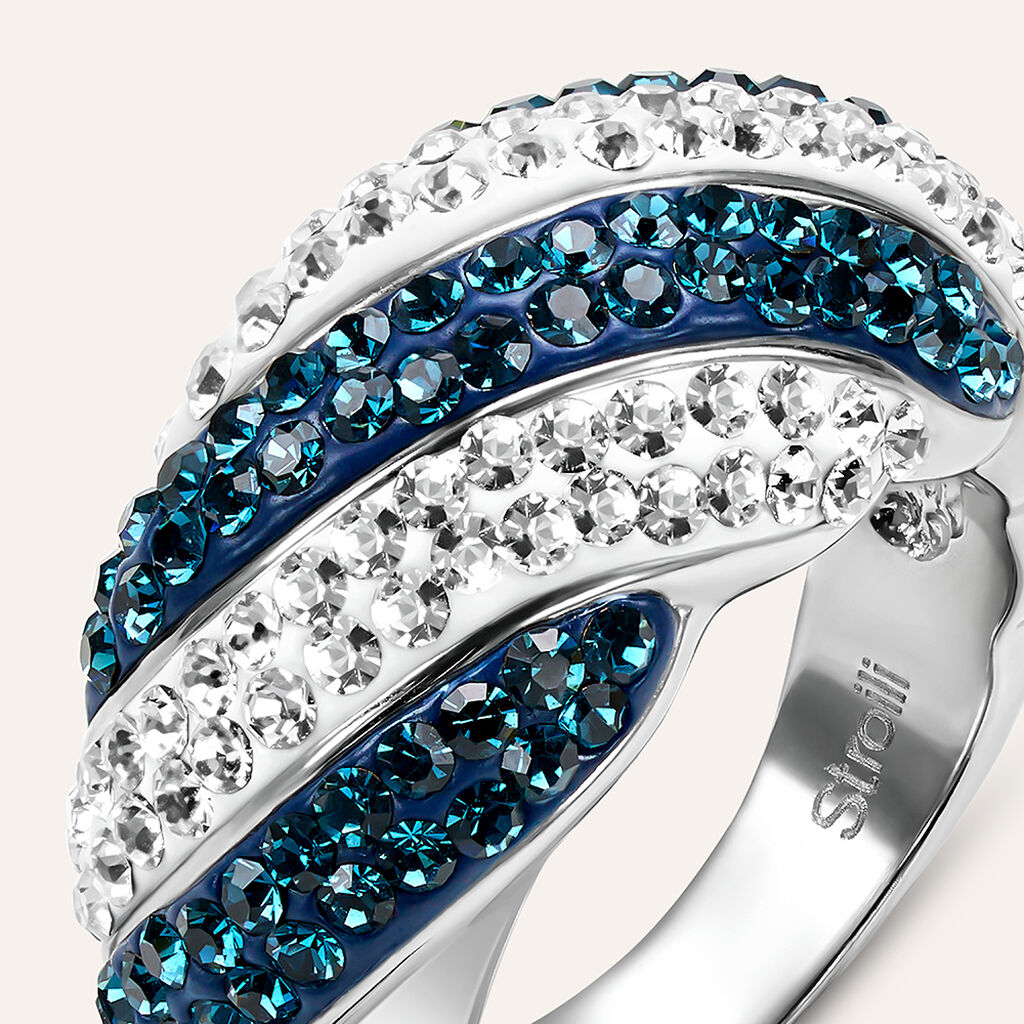 Anello Fascia Aura Acciaio Cristallo