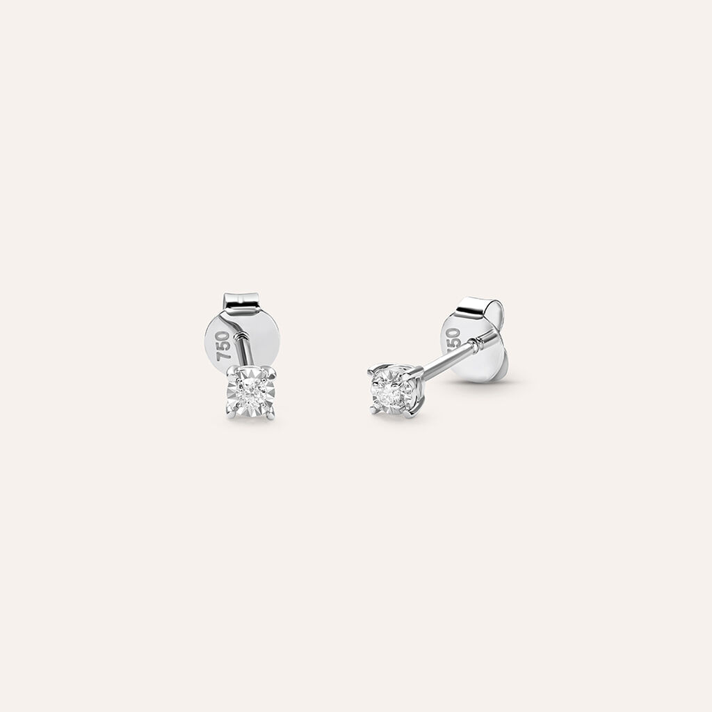 Orecchini Lobo Punto Luce Diamotion Oro Bianco Diamante