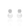 Orecchini Lobo Silver Pearls Argento Rodiato Perla sintentica Cubic Zirconia