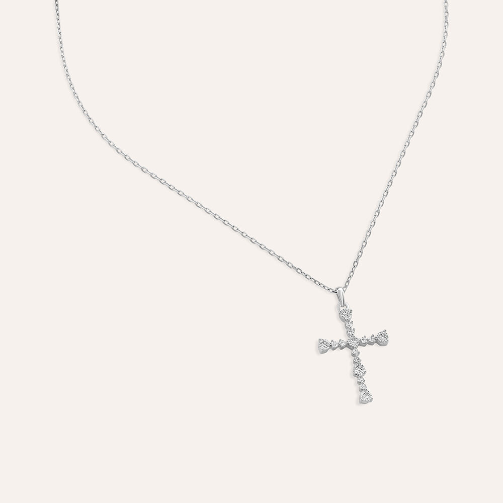 Naava Collana Con Pendente Donna In Oro Bianco 9kt E Diamante - Gioiello Elegante Con Certificato Di Autenticità
