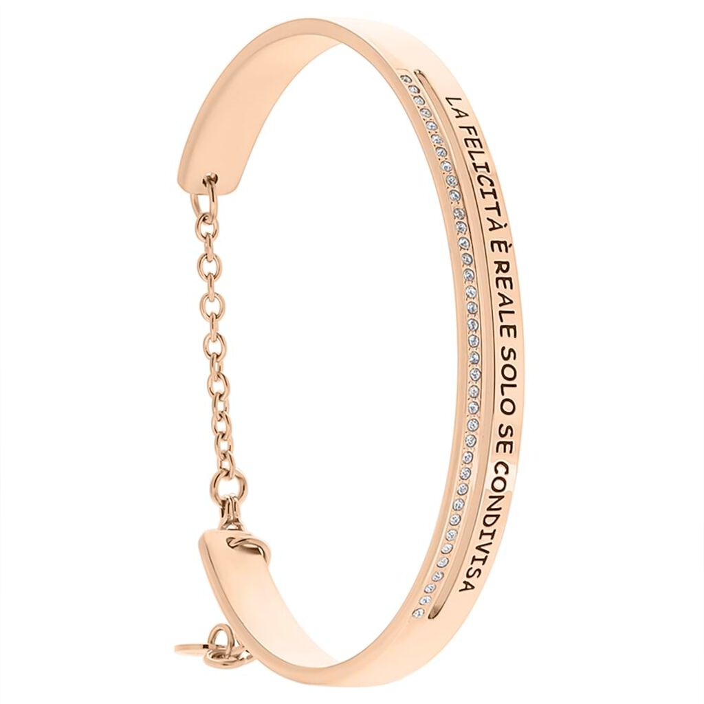 Bangle Lady Message Acciaio Rosa Cristallo - Bracciali Rigidi Donna | Stroili