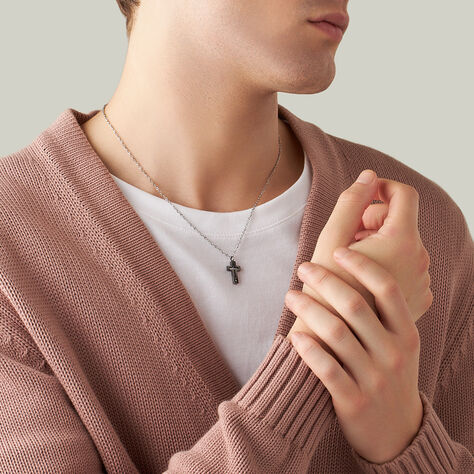 Collana Man Code Acciaio Bicolore Bianco / Nero Cristallo - Collane Uomo | Stroili