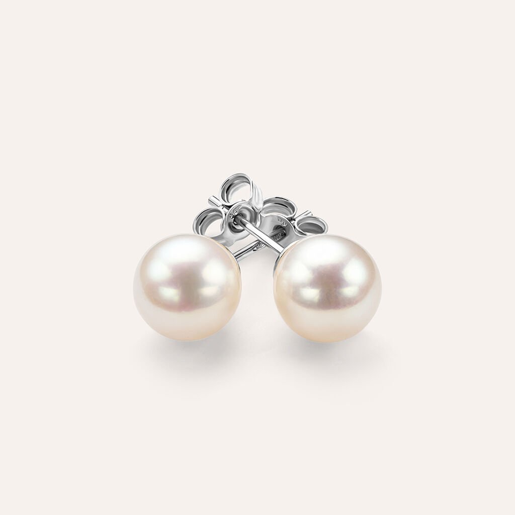 Orecchini Lobo Gabrielle Oro Bianco Perla D'Acqua Dolce - Orecchini a Lobo Donna | Stroili