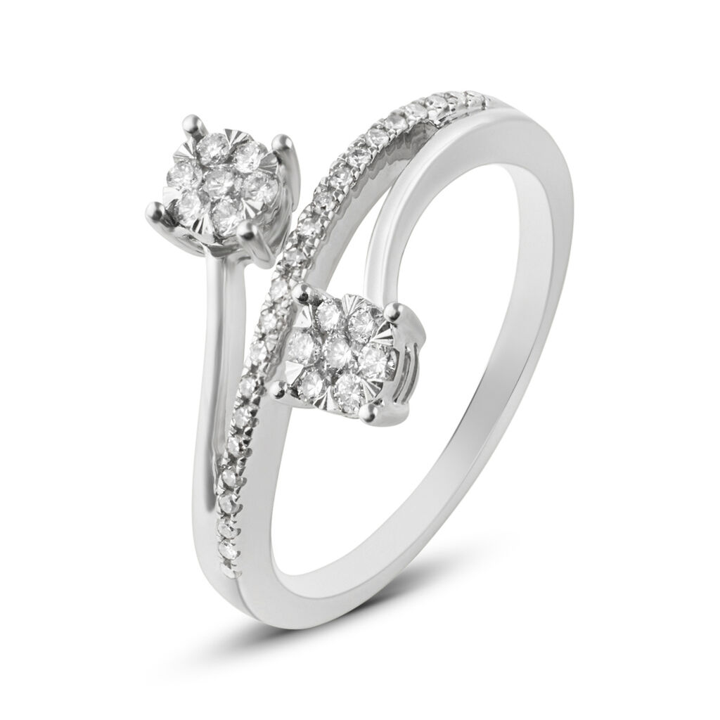 Anello Fantasia Petali Oro Bianco Diamante