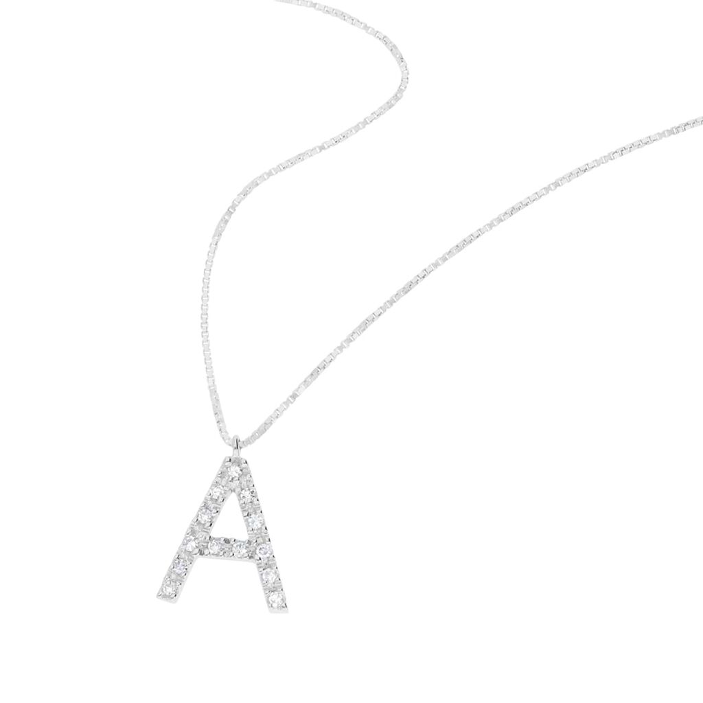 Collana Diamond Letters Oro Bianco Diamante - Collane Donna | Stroili