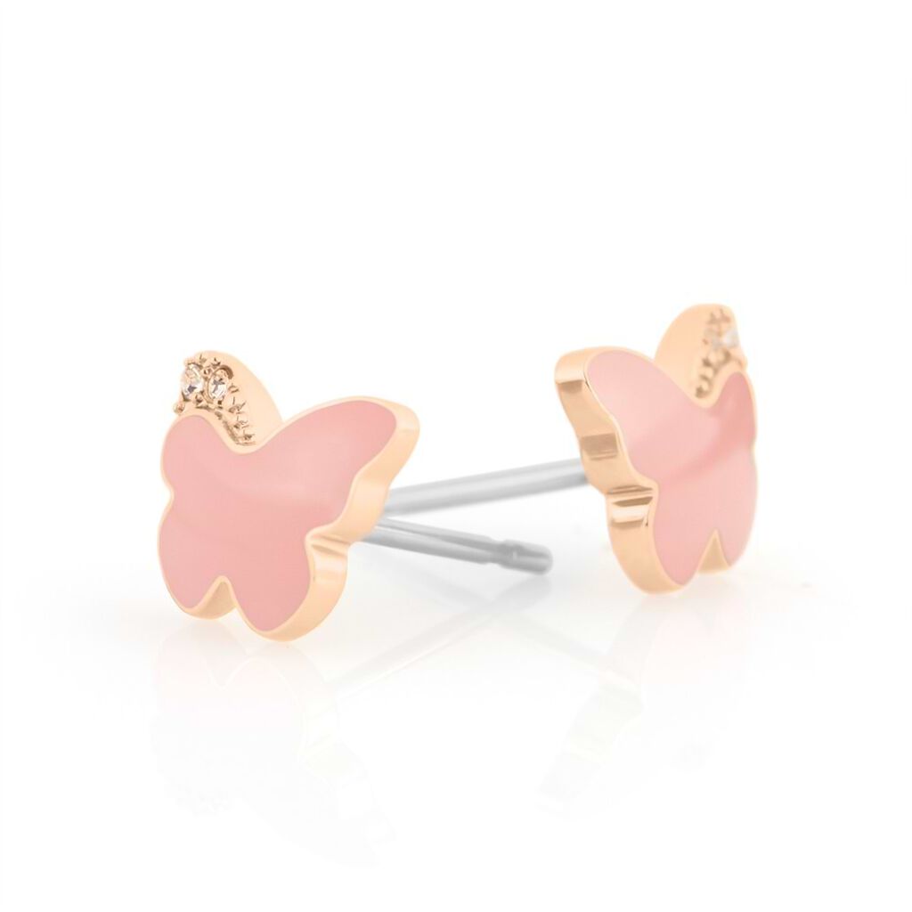 Orecchini Lobo Lady Sweet Acciaio Rosa Cristallo - Orecchini a Lobo Donna | Stroili
