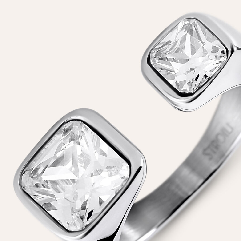 Anello Contrarie Aura Acciaio Cubic Zirconia