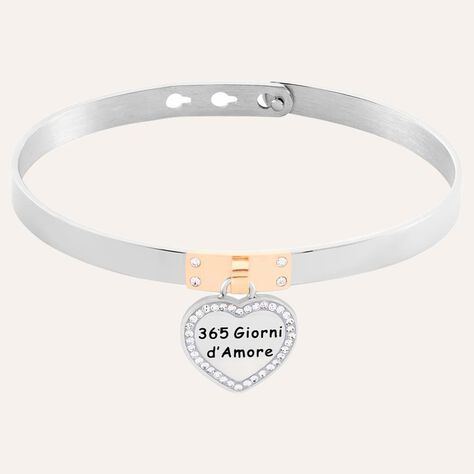 Bangle Sunrise Acciaio Bicolore Bianco / Rosa Cristallo - Bracciali Rigidi Donna | Stroili