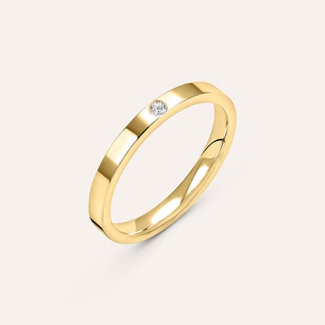 Fede Comoda Squadrata 2.5 mm Oro Giallo Diamante - Anelli con Incisione Unisex | Stroili