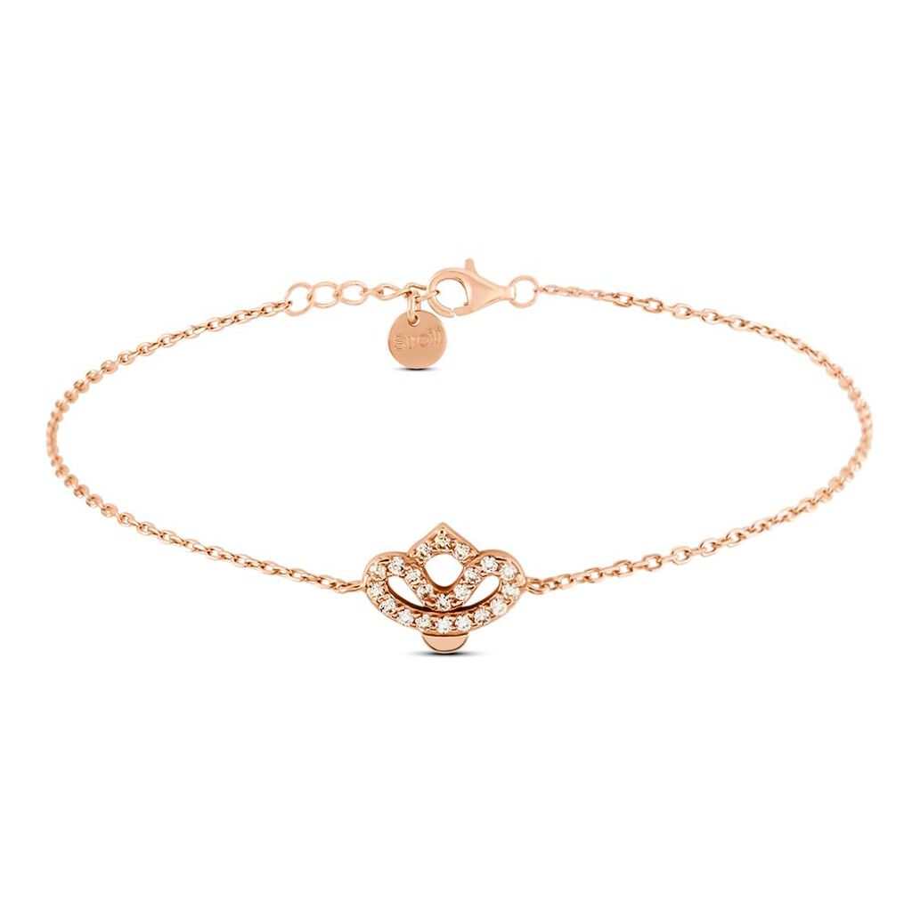 Bracciale ape in argento rosato con zirconi color ambra