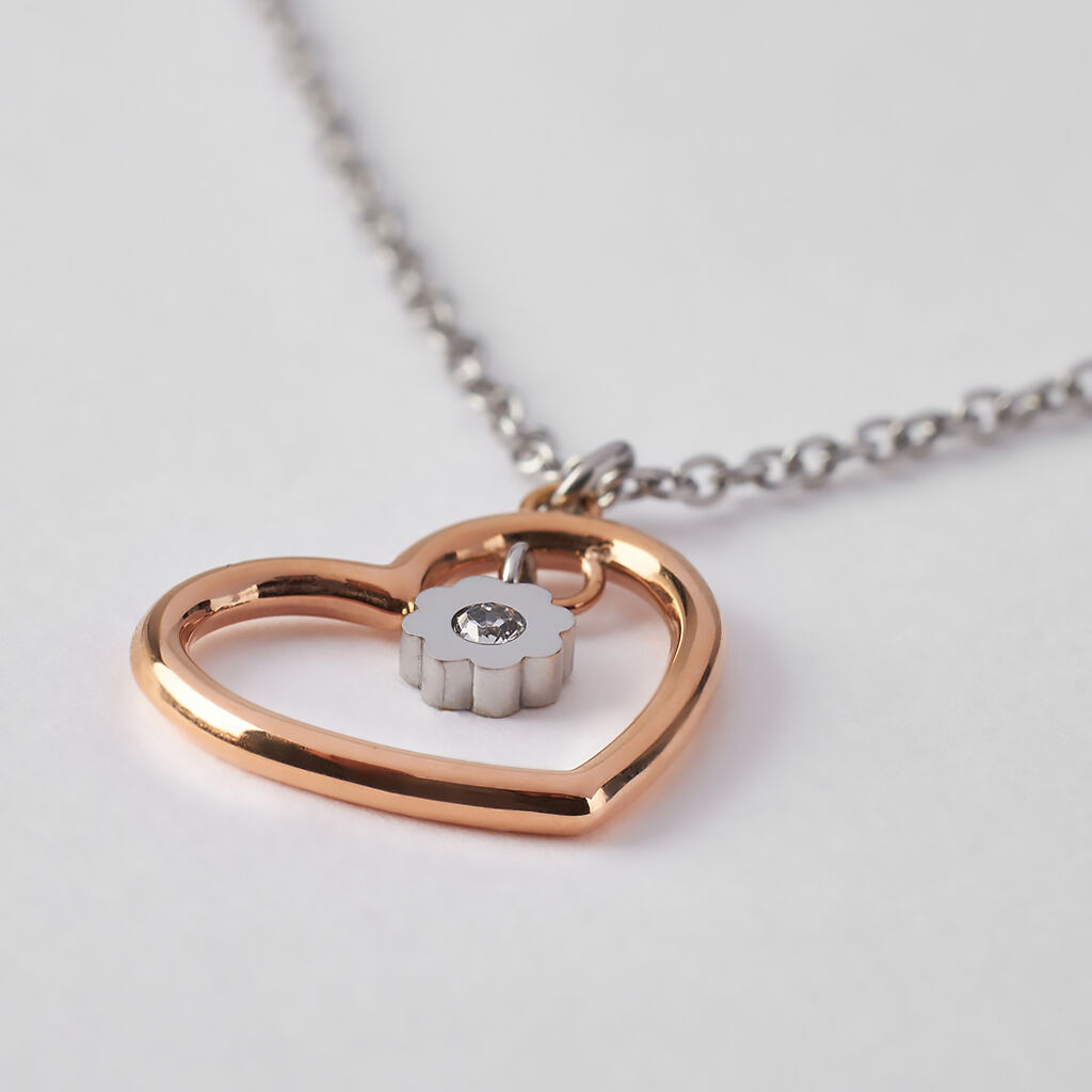 Collana Sunrise Acciaio Bicolore Bianco / Rosa Cristallo