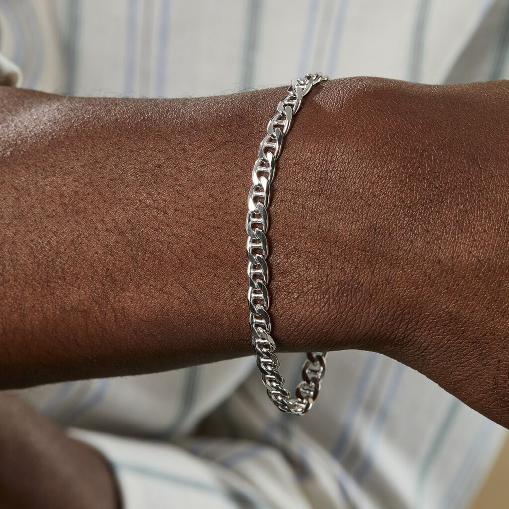 Bracciale Catena Gentleman Argento Rodiato - Bracciali Uomo | Stroili