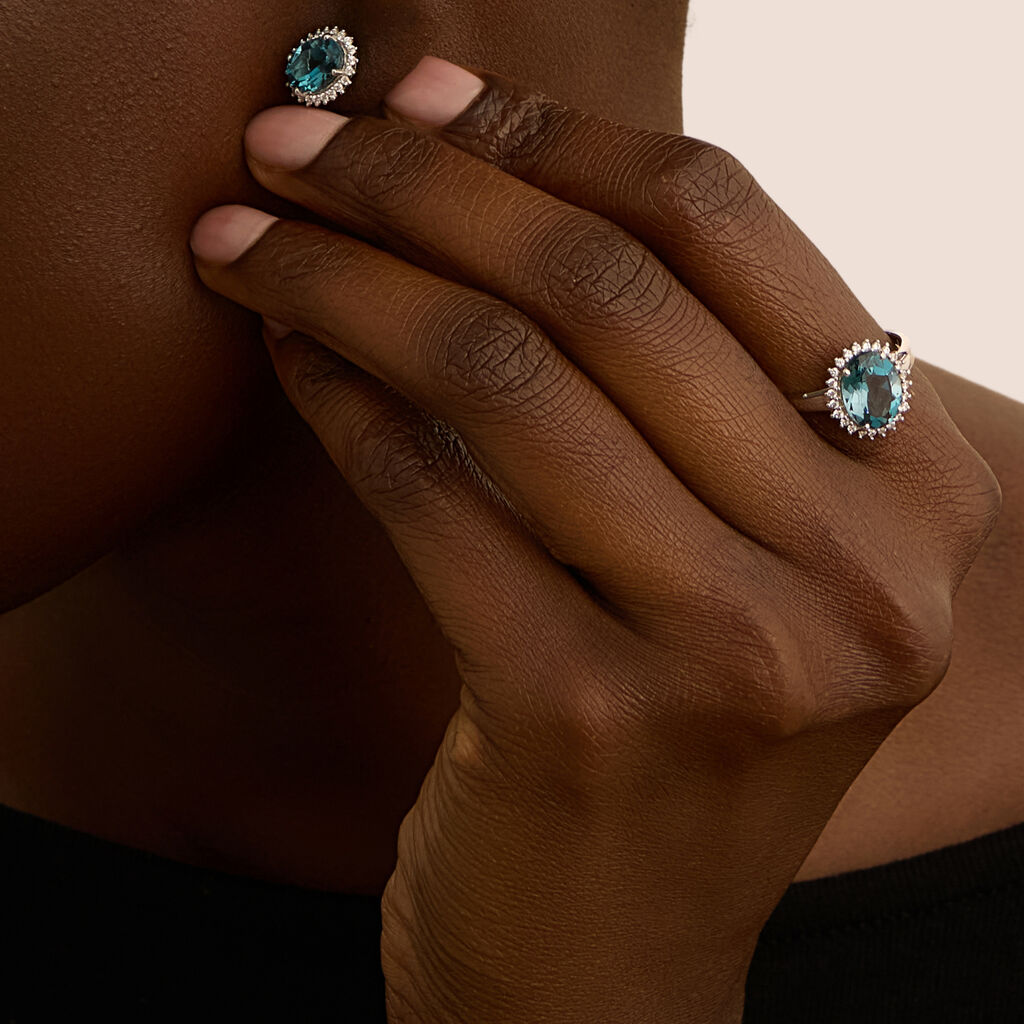 Anello Solitario Amélie Oro Bianco Topazio Cubic Zirconia