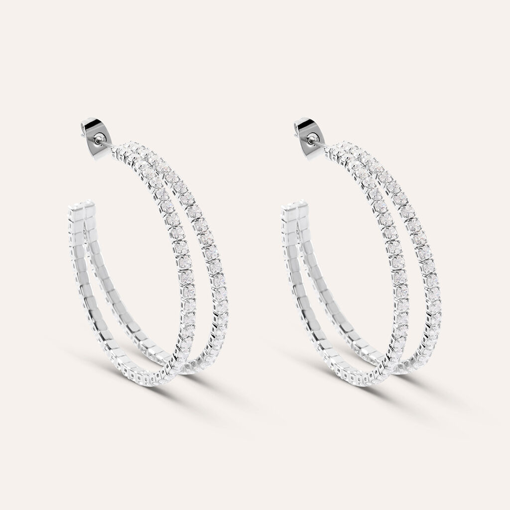 Orecchini A Cerchio Romantic Shine Metallo Cristallo