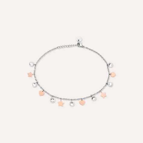 Cavigliera Lady Chic Acciaio Bicolore Bianco / Rosa Cristallo - Cavigliere Donna | Stroili