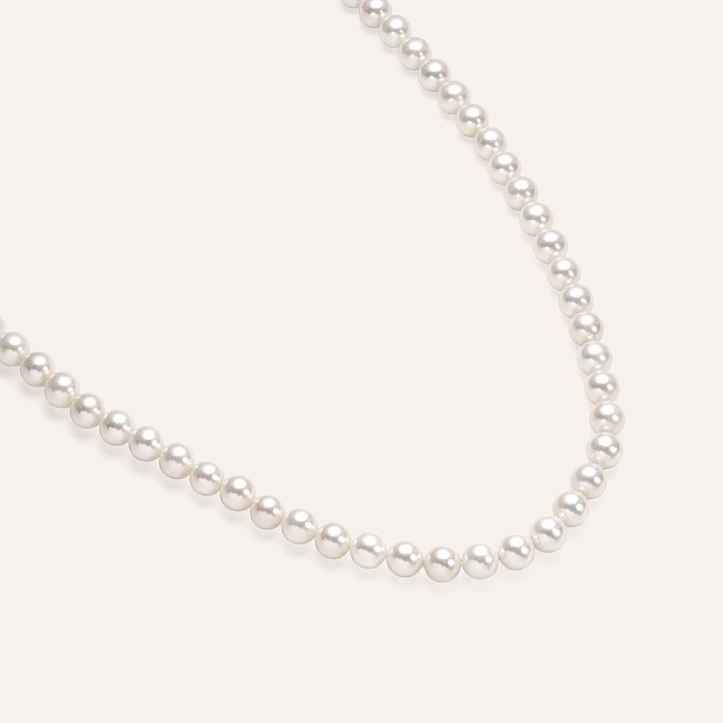 Collana Cravattino Silver Pearls Argento Rodiato Perla sintentica